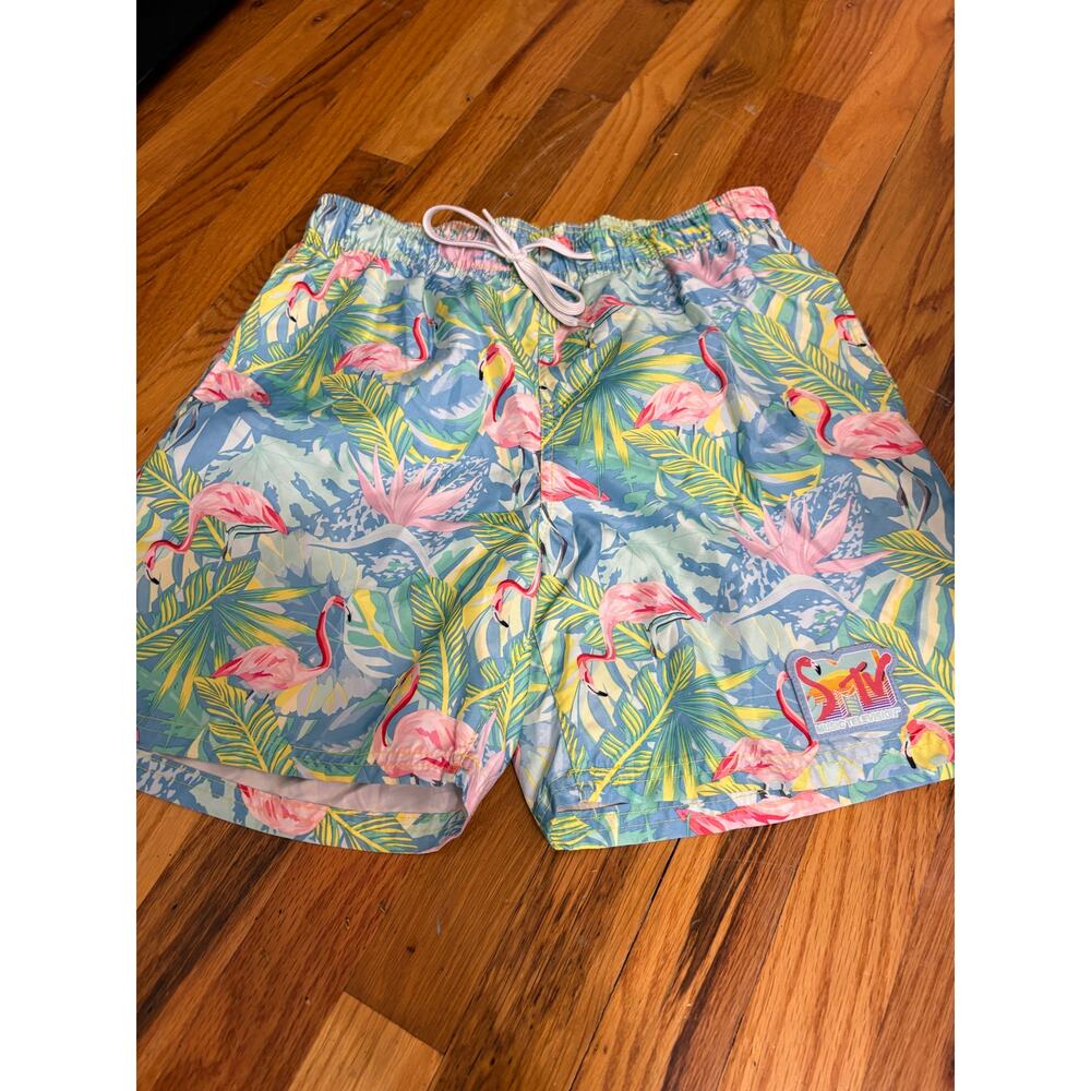 MTV Music Television Graphic Multicolor Mens Adult Logo Swim Shorts